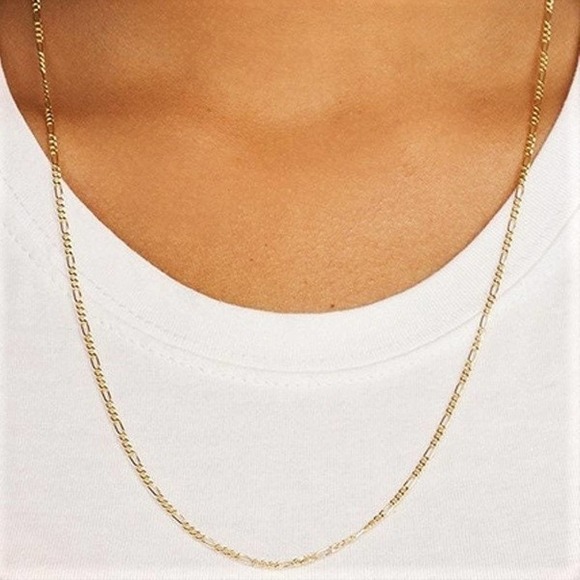 Gold Figaro Chain, ITALIAN Figaro Chain, 18K Plated Gold Solid 925 Silver Chain - Picture 6 of 6